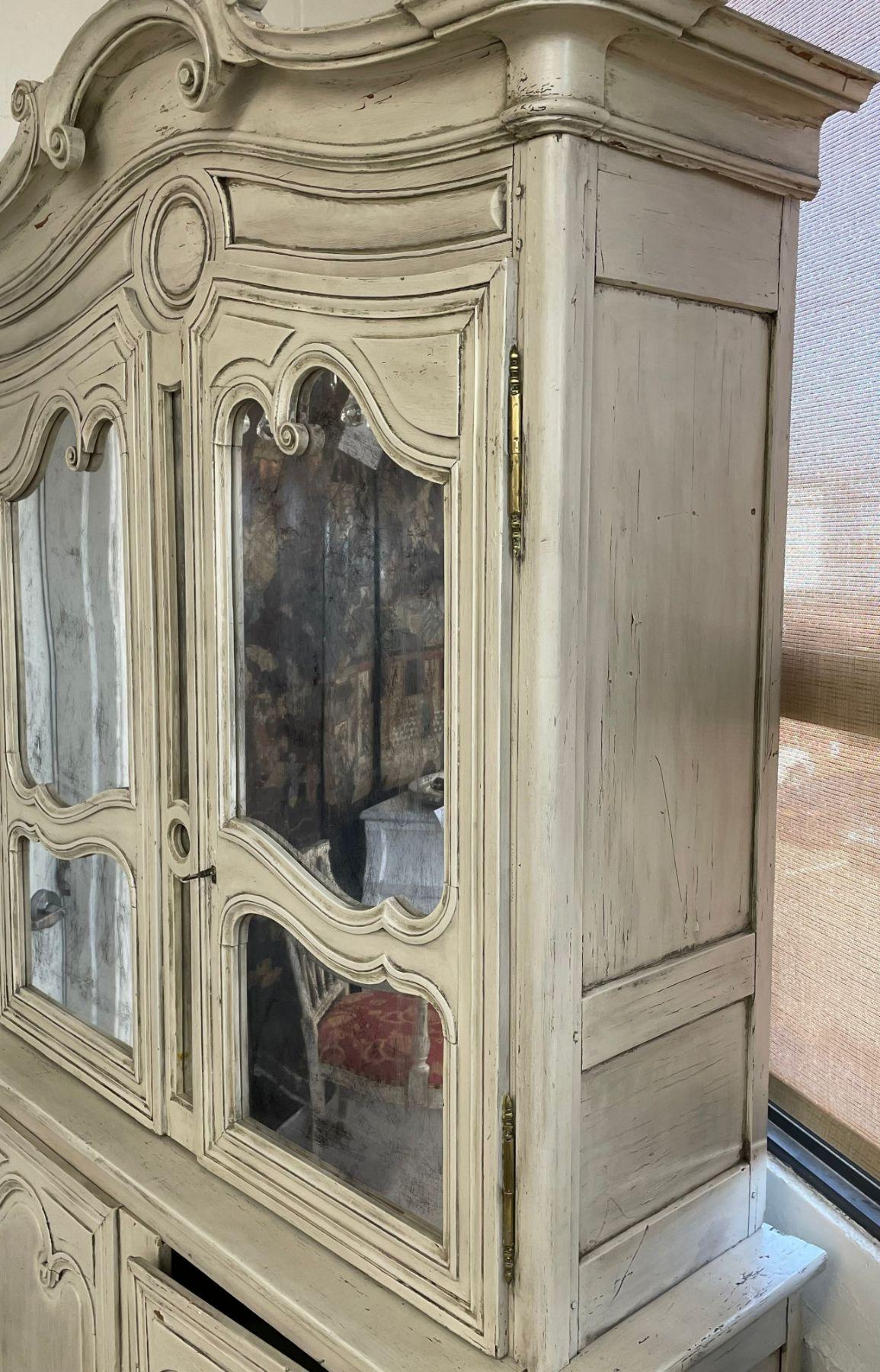 19th Century Gustavian Bookcase Cabinet, Cupboard, Antiqued Mirror, French For Sale 3