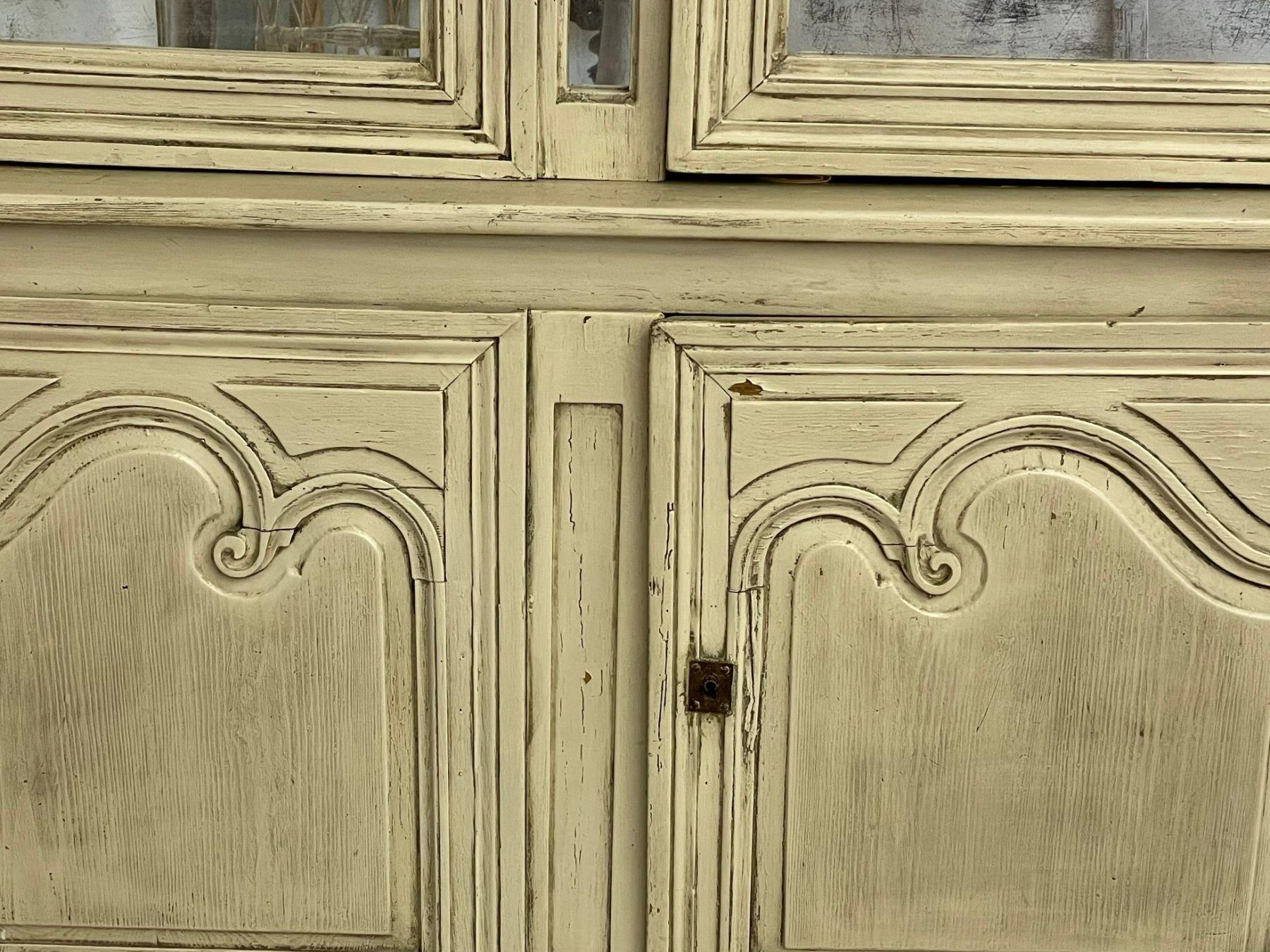 19th Century Gustavian Bookcase Cabinet, Cupboard, Antiqued Mirror, French For Sale 4