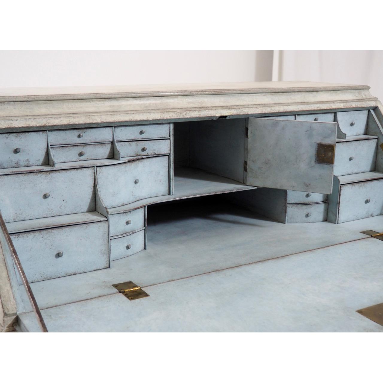 19th Century Grey Swedish Gustavian Bureau or Writing Desk, Pinewood Secretaire 4