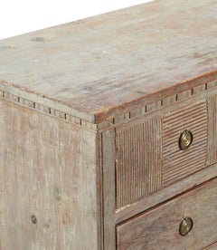 Coffre Gustavien du 19ème siècle avec peinture bleue d'origine