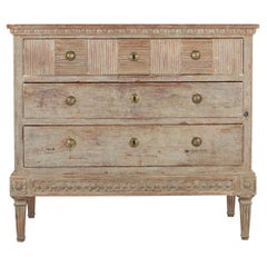 19th Century Gustavian Chest in Original Blue Paint