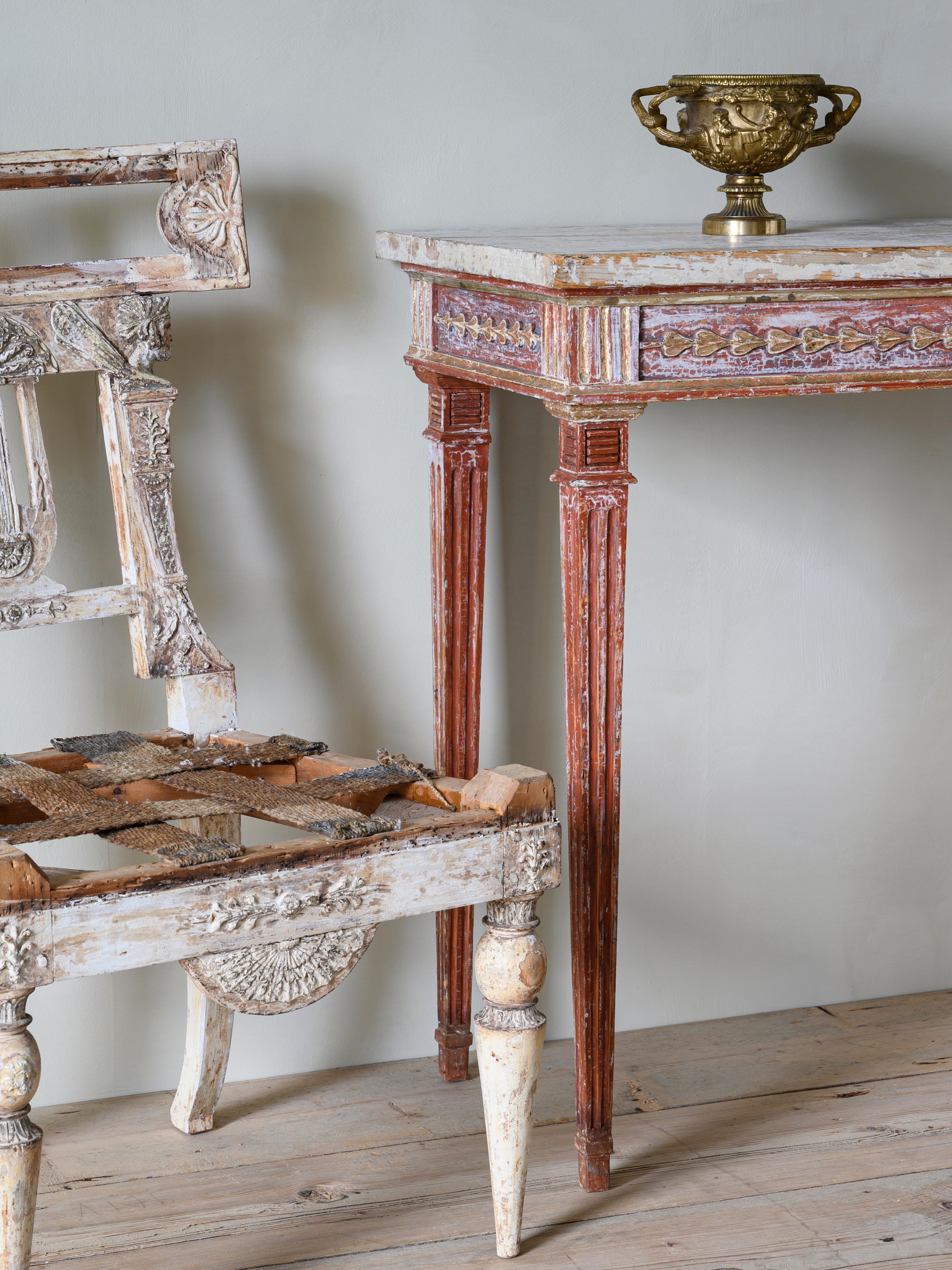 Hand-Carved 19th Century Gustavian Console Table
