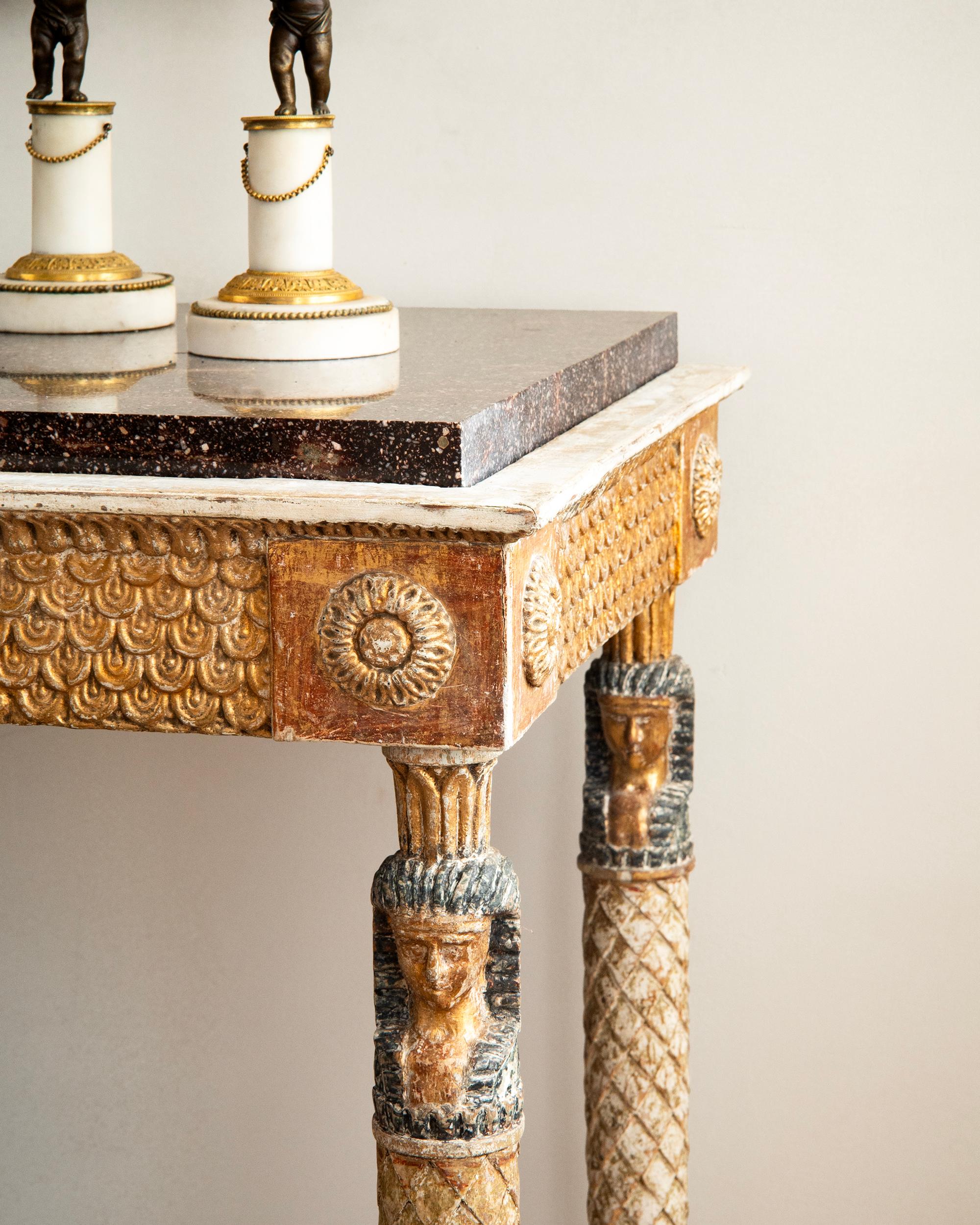 Table console gustavienne du 19e siècle Bon état - En vente à Allerum, SE
