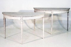 19th Century Gustavian Consoles Pair, White Patina