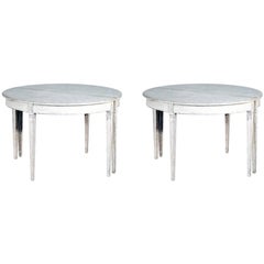 19th Century Gustavian Consoles Pair, White Patina