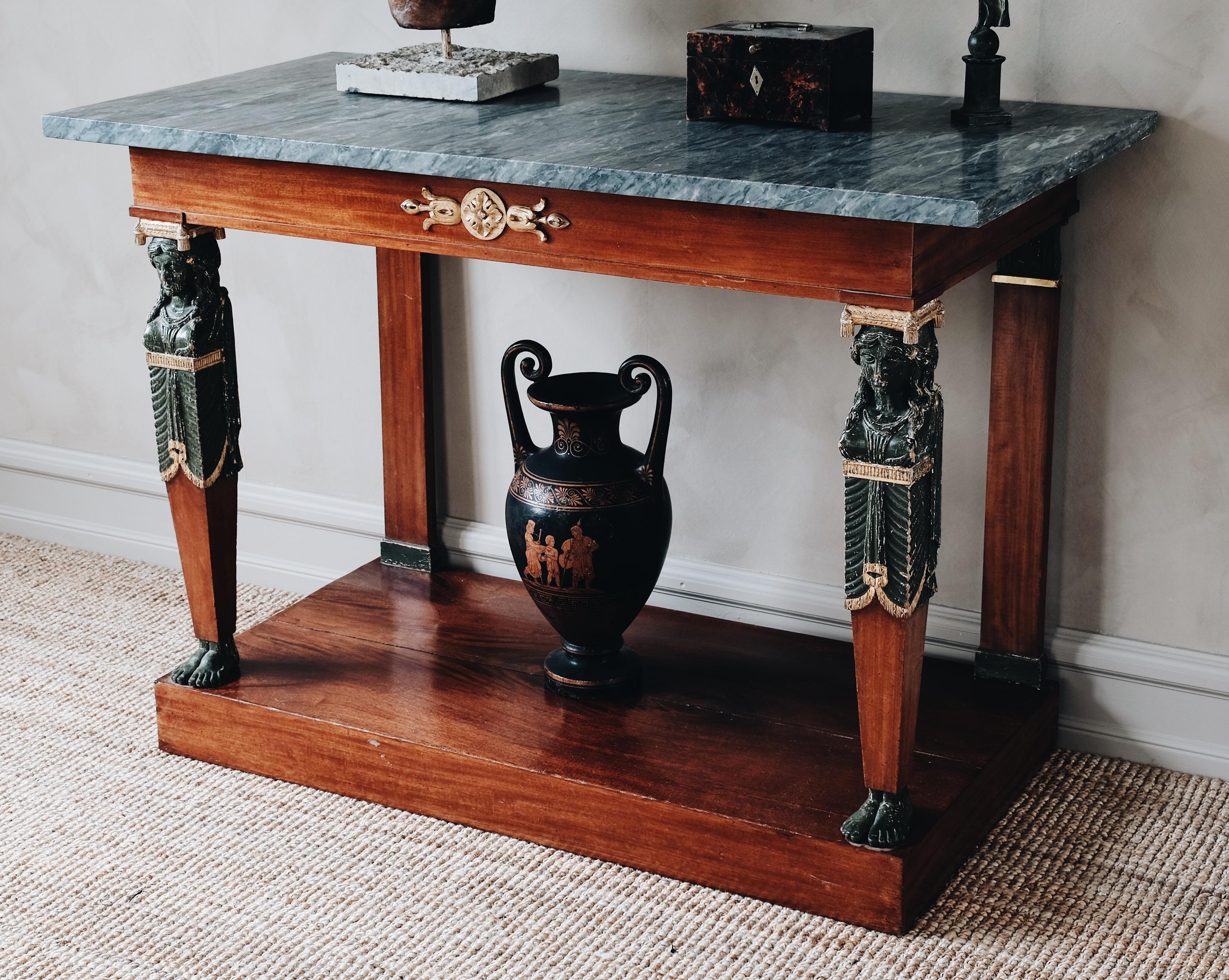 19th Century Gustavian Mahogany Console Table In Good Condition In Mjöhult, SE