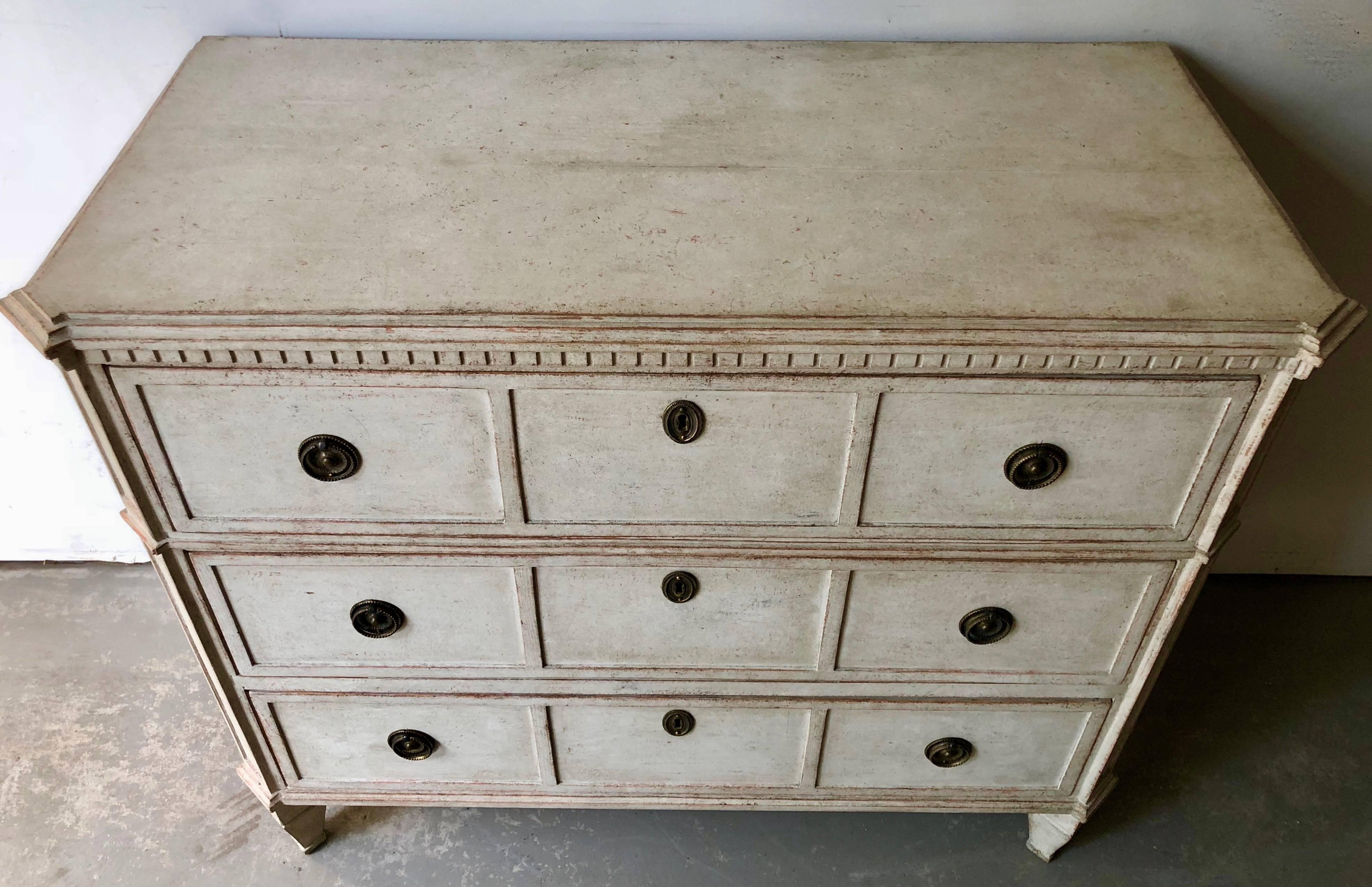 Hand-Carved 19th Century Gustavian Period Chest of Drawers