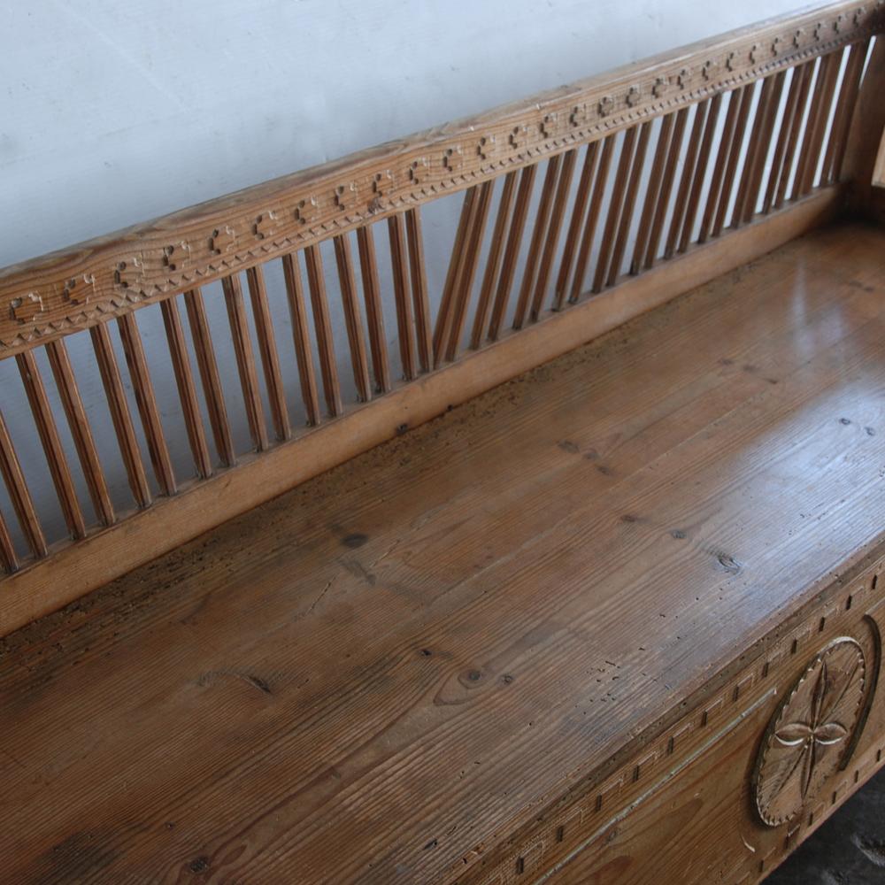 19th Century Gustavian Period Swedish Pine Bench with Storage For Sale 2