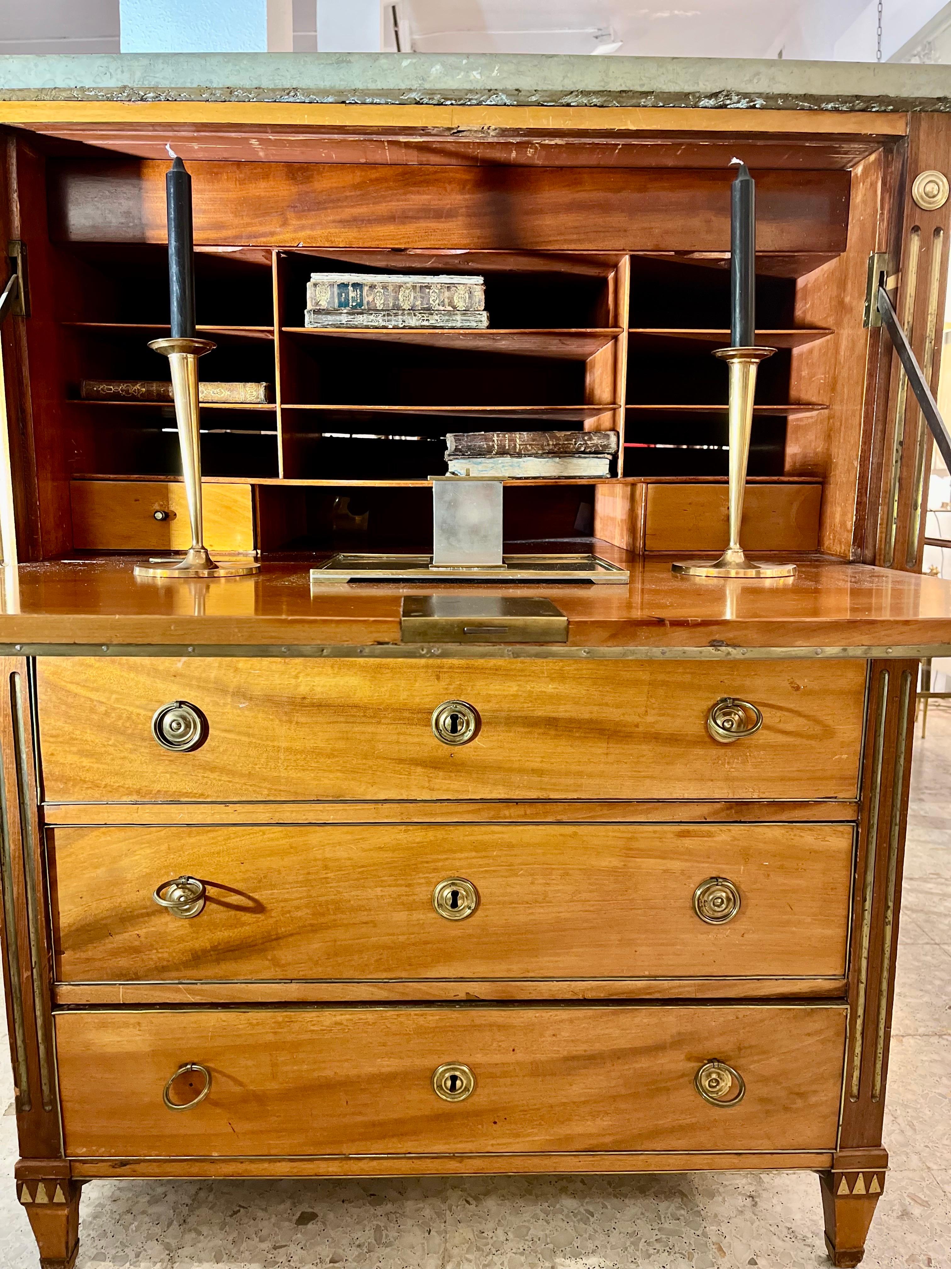19th Century Gustavian Style  Walnut Secretaire Avatant For Sale 11