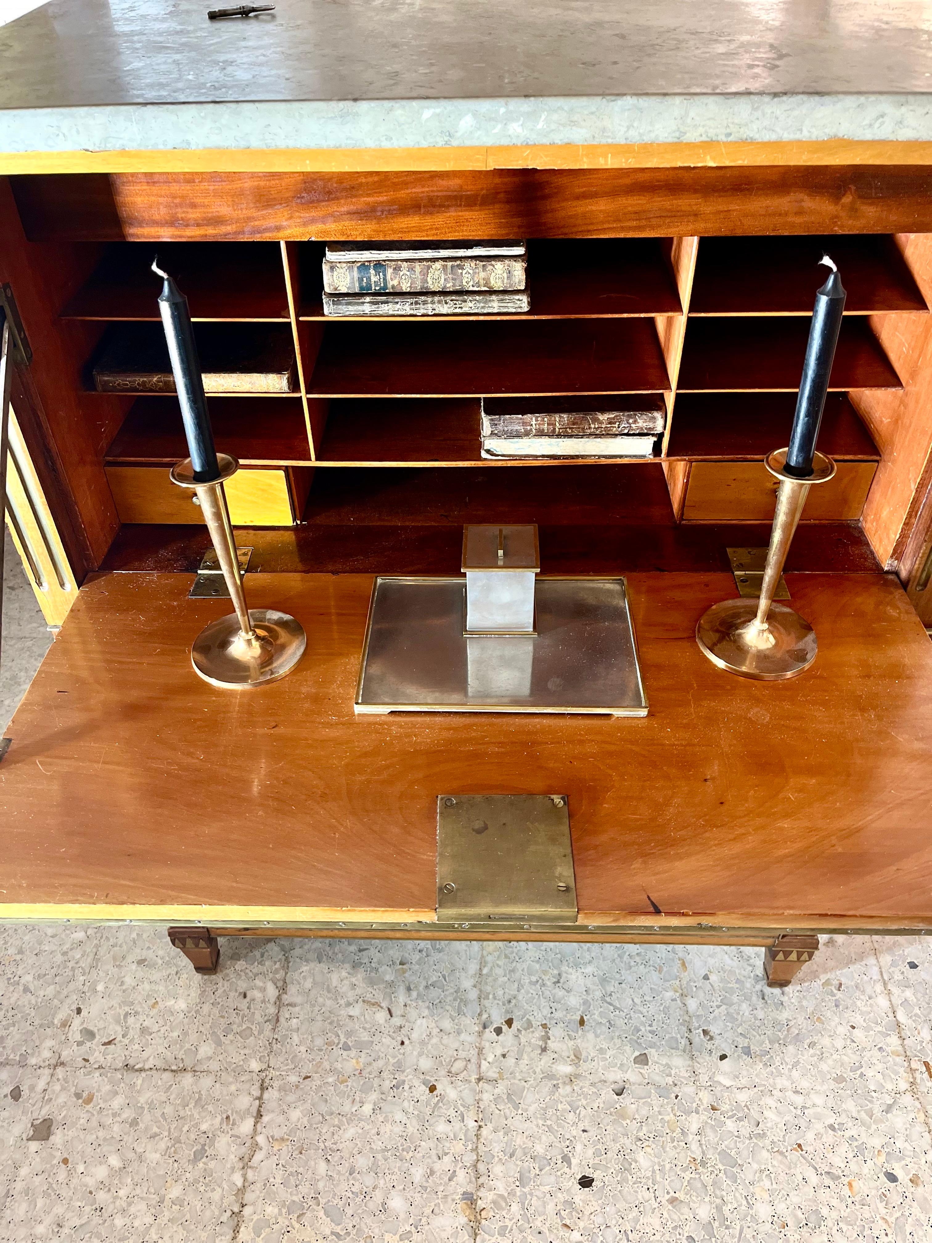 Bronze 19th Century Gustavian Style  Walnut Secretaire Avatant For Sale