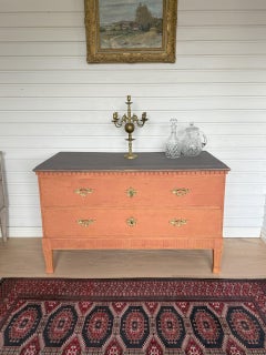 19th Century Swedish Chest of Drawers, Antique Red and Black Finish