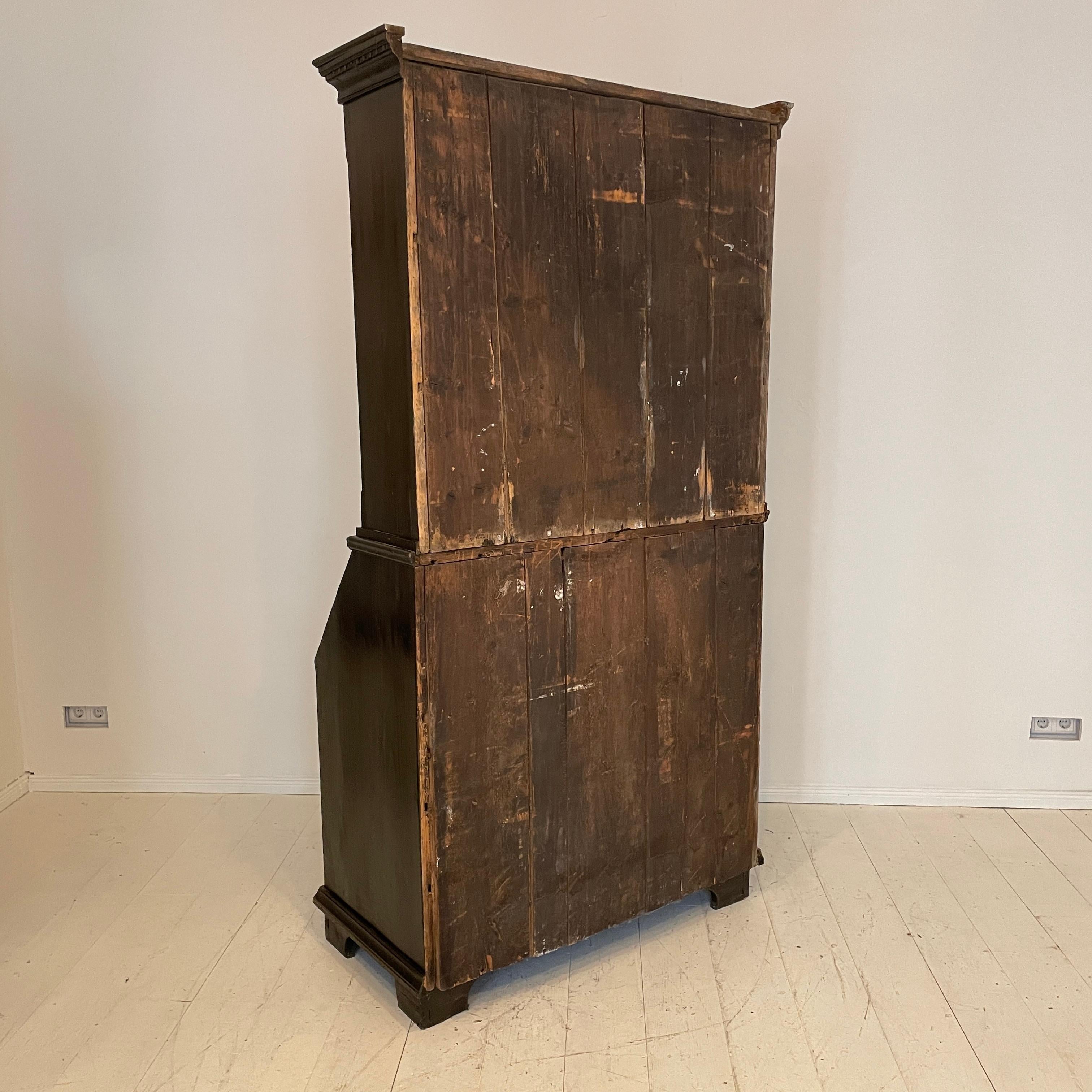 19th Century Gustavian Tall Black Writing Desk Secretaire, Sweden 1820 6