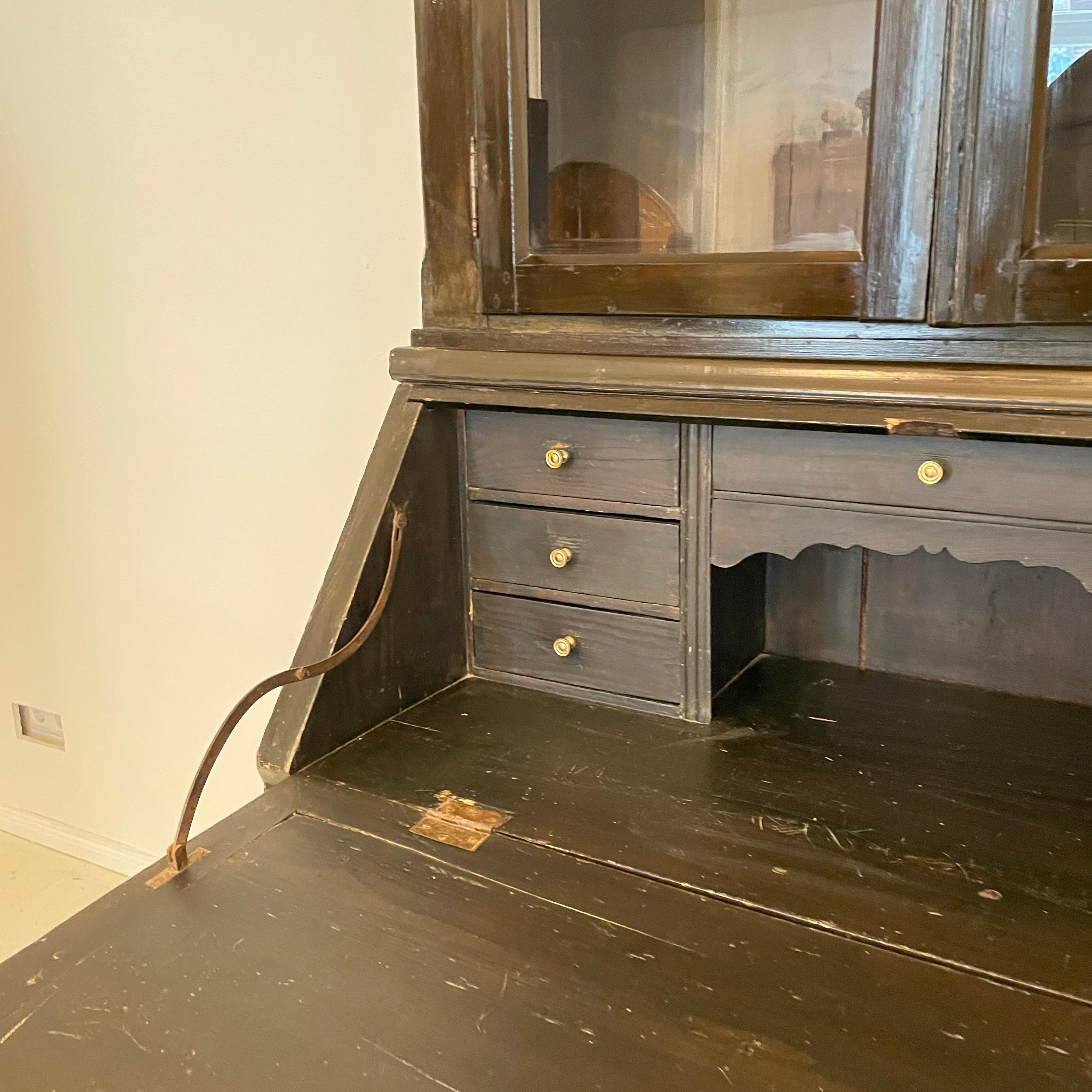 black secretary desk with hutch