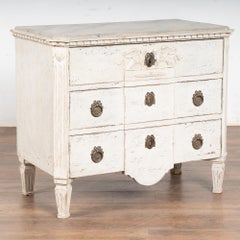 Swedish Gustavian Style White Painted Small Chest of Three Drawers