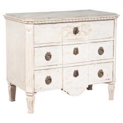 19th Century Gustavian White Painted Small Chest of Three Drawers
