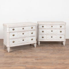 19th Century Gustavian White Pair of Chest of Drawers