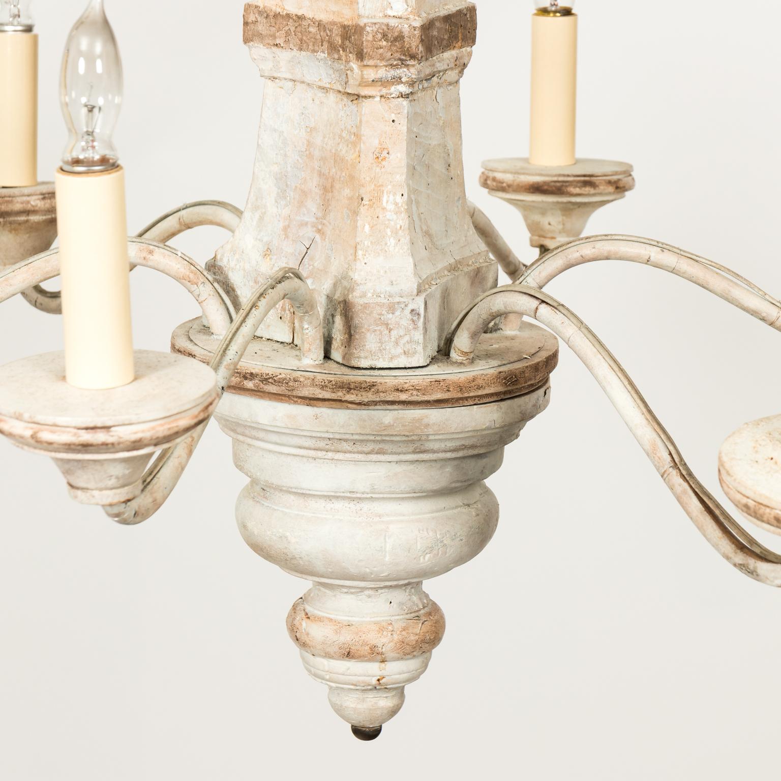 19th Century Gustavian Wooden Six-Arm Chandelier 9