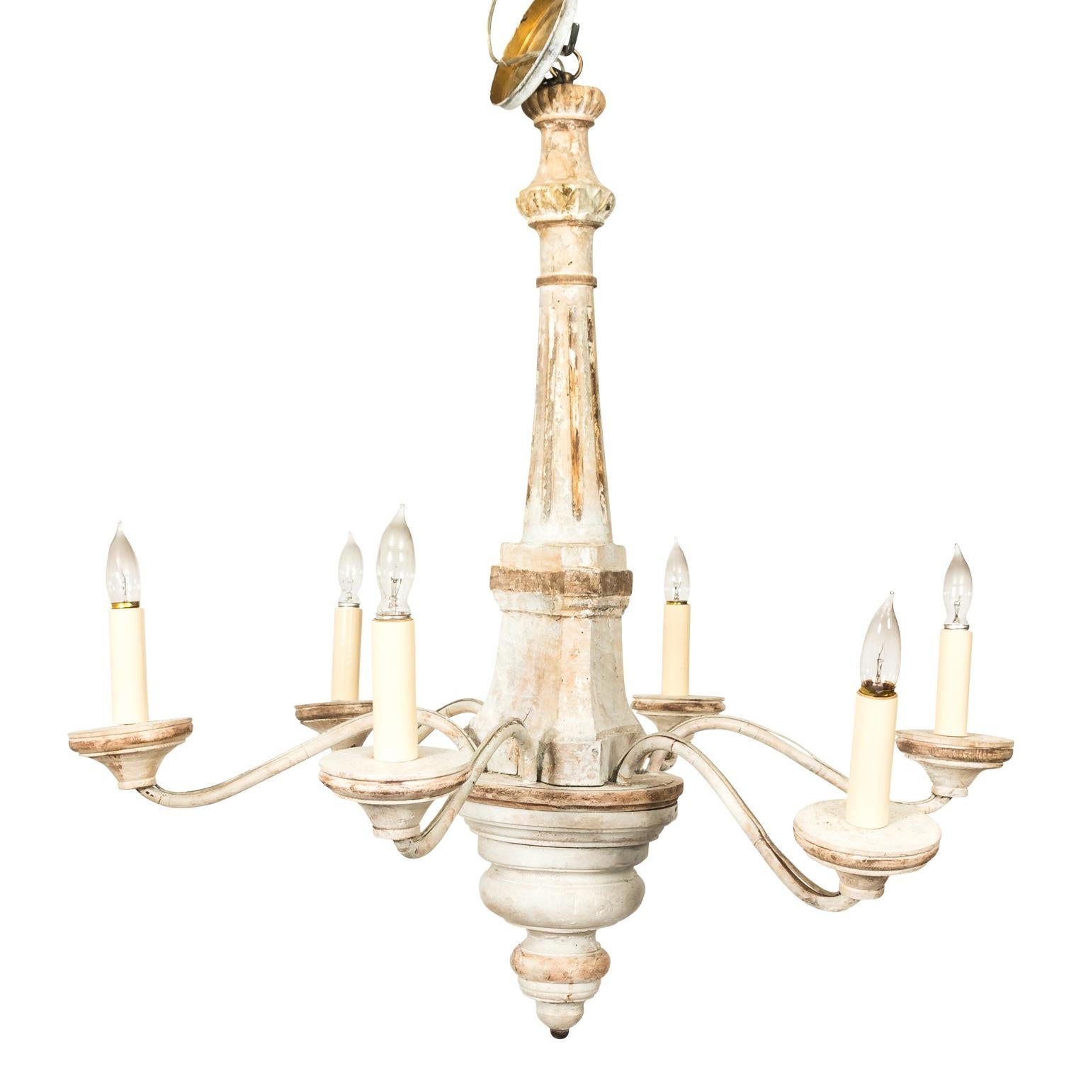 19th Century Gustavian Wooden Six-Arm Chandelier