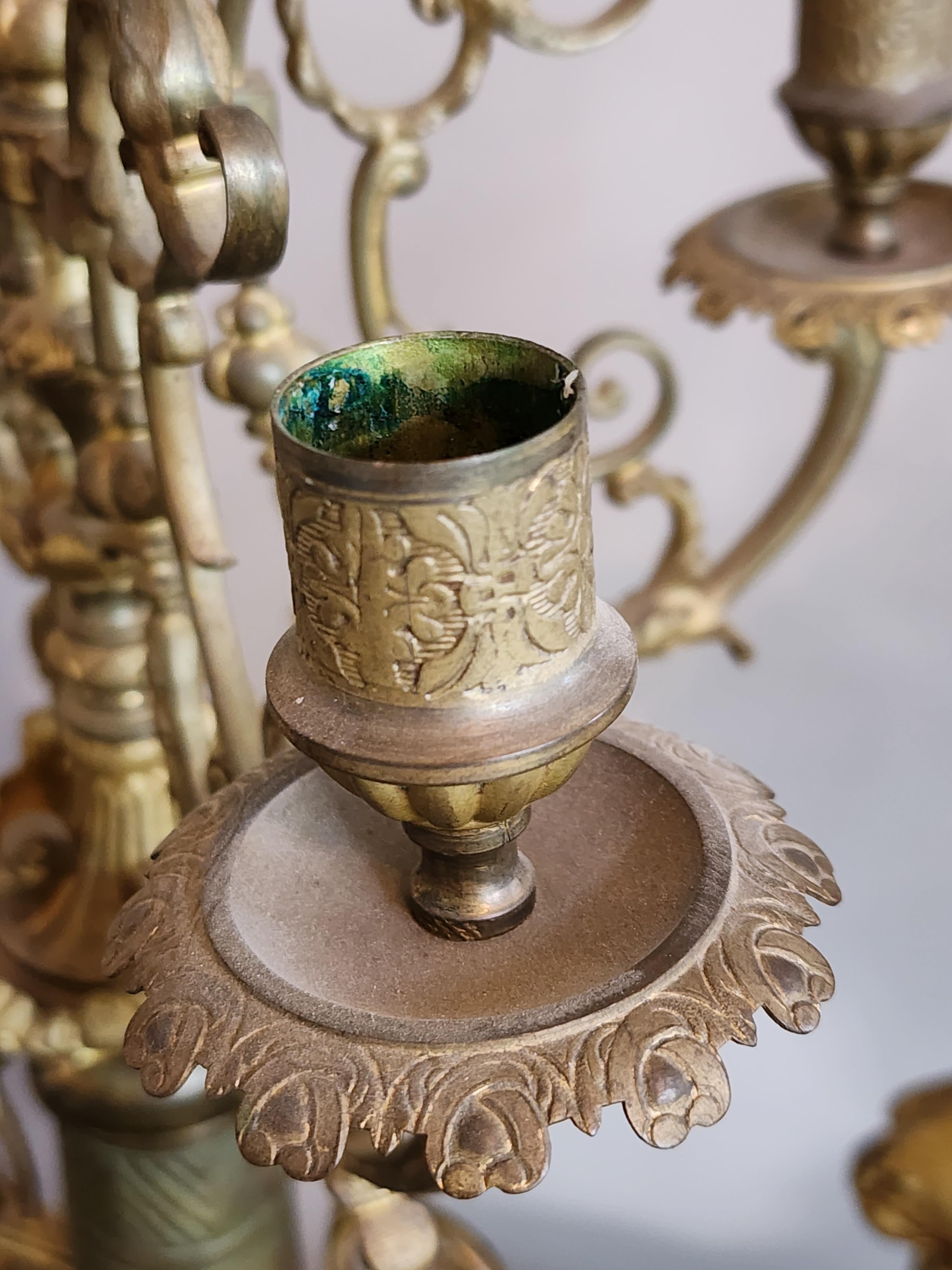 19th Century H Luppens & Cei Brussels Copper Brass Clock Candelabra Triunity- 3 For Sale 6
