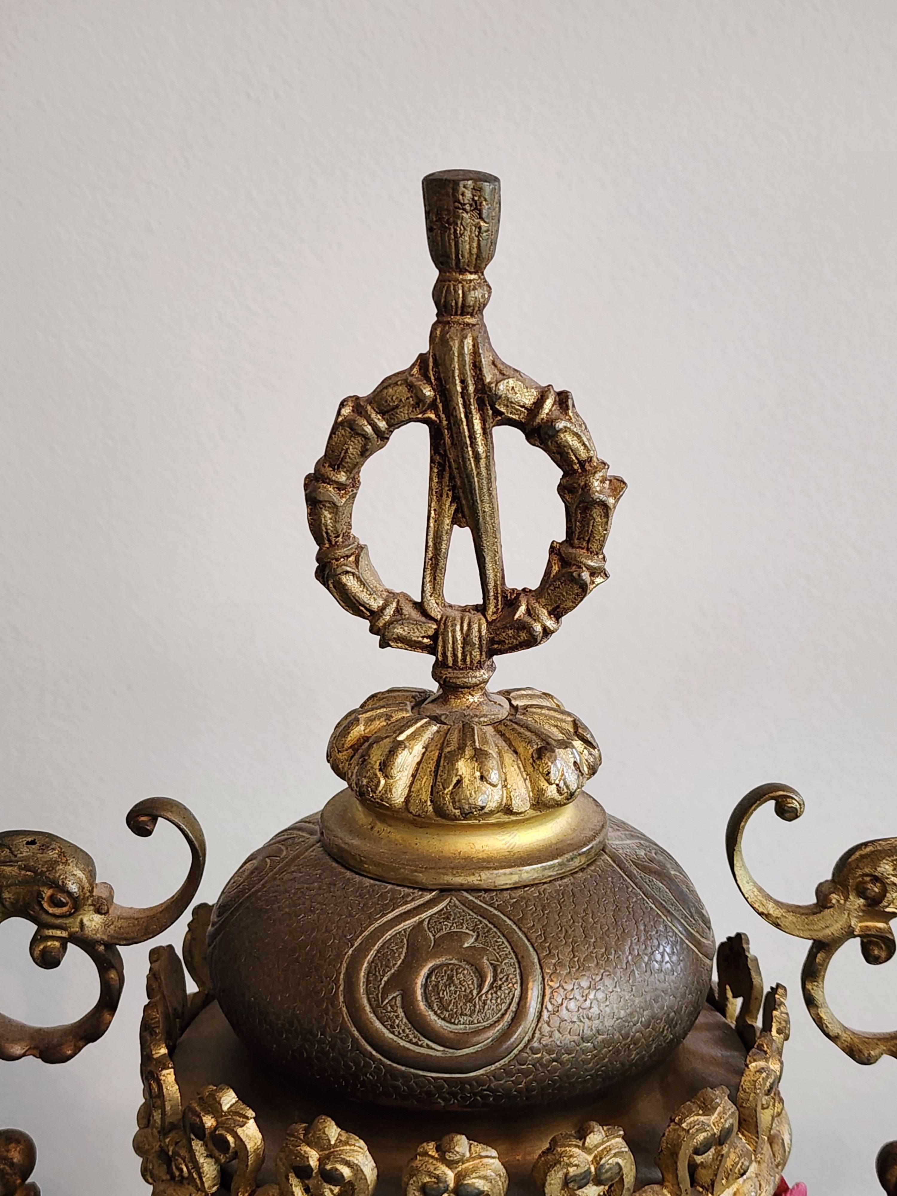 19th Century H Luppens & Cei Brussels Copper Brass Clock Candelabra Triunity- 3 For Sale 8