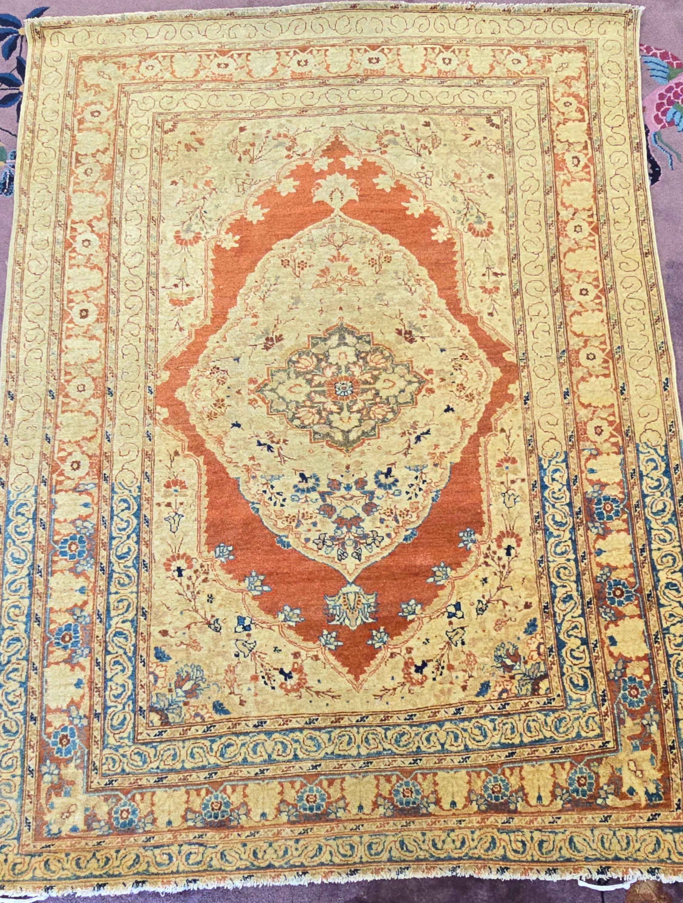 Persiano 19th Century Haji Jalili Tabriz Collector Rug 4x5.4 in vendita
