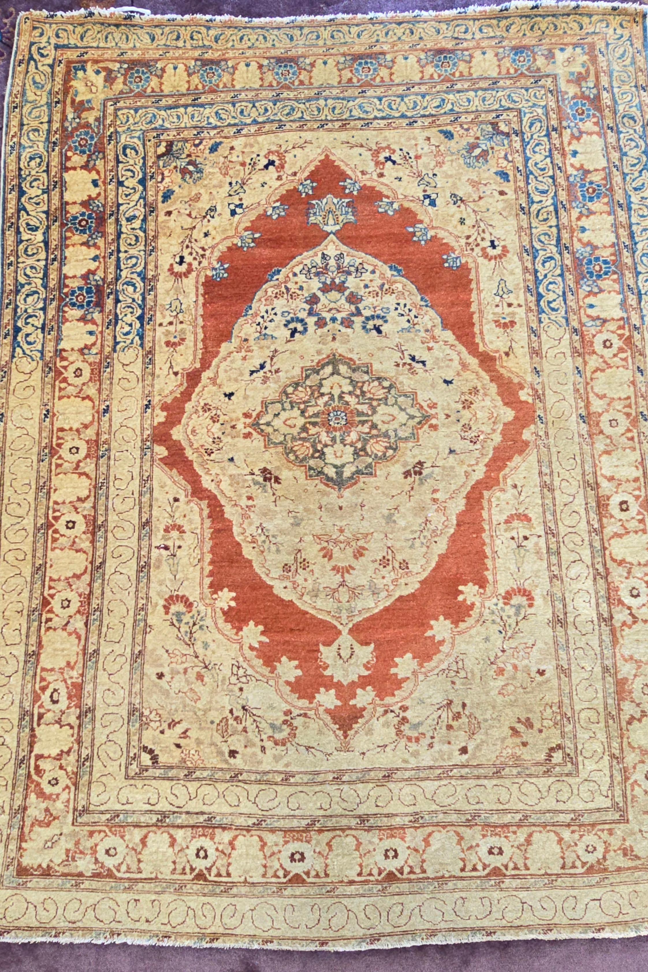 Tessuto a mano 19th Century Haji Jalili Tabriz Collector Rug 4x5.4 in vendita