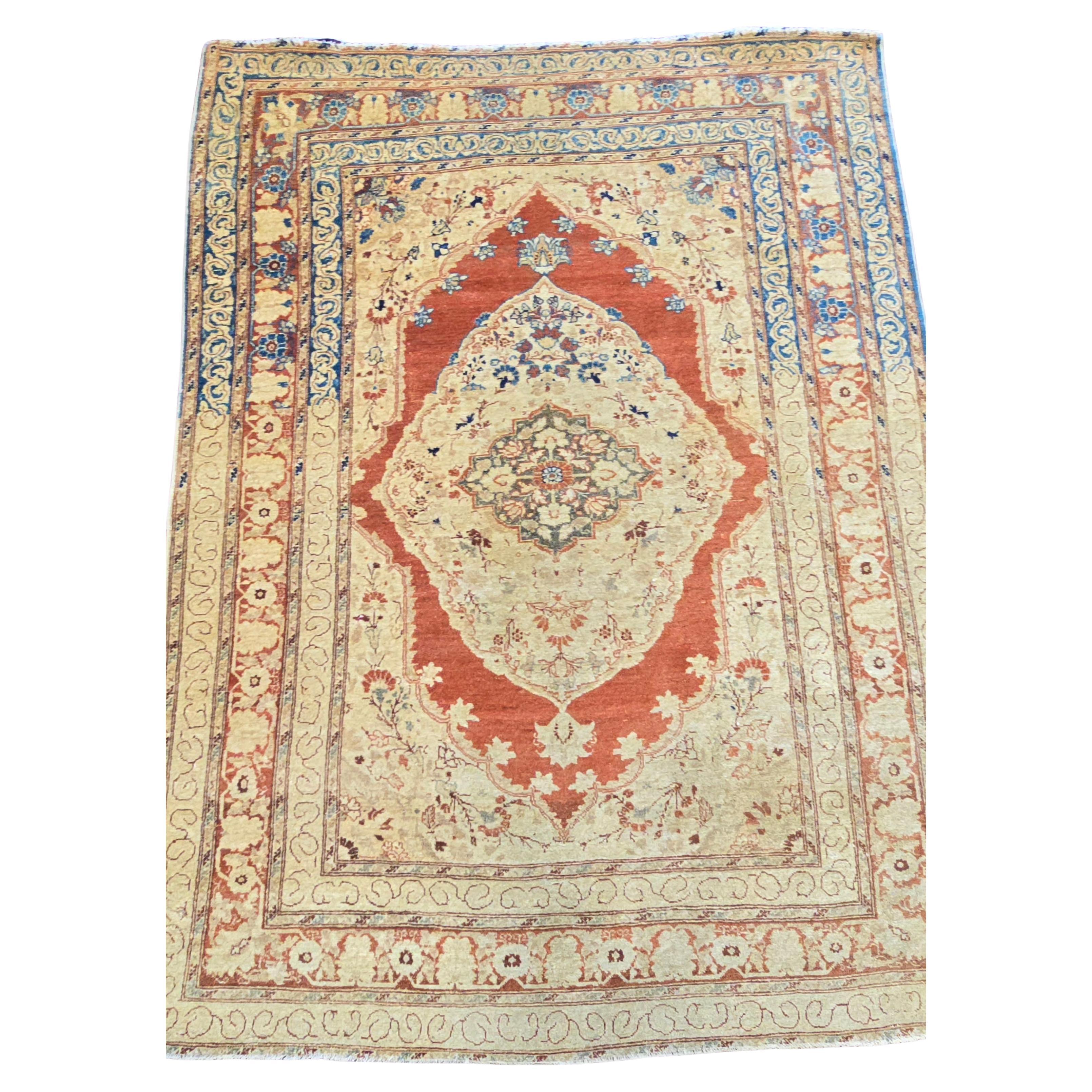 19th Century Haji Jalili Tabriz Collector Rug 4x5.4 in vendita