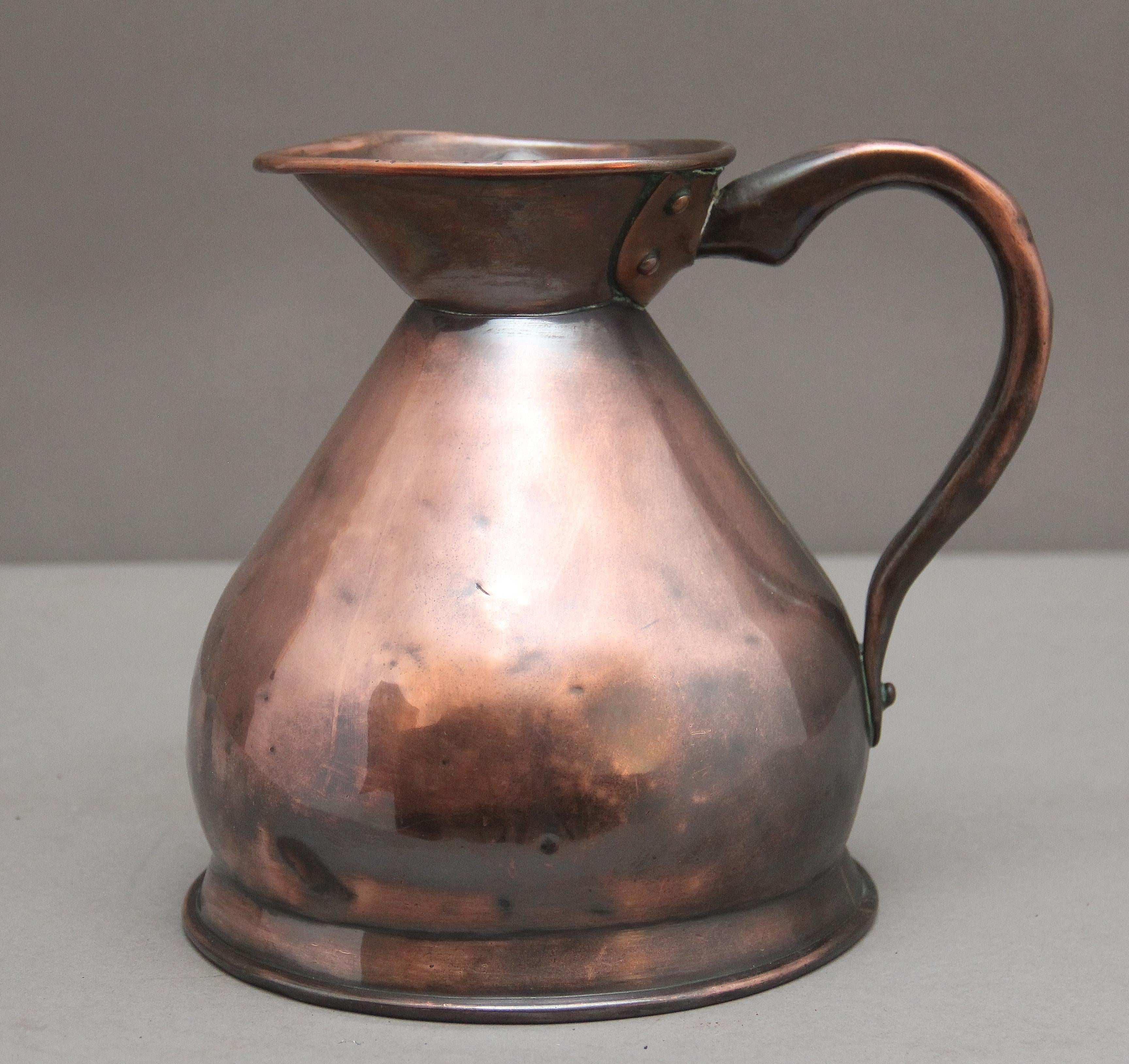 British 19th Century half gallon copper measuring jug