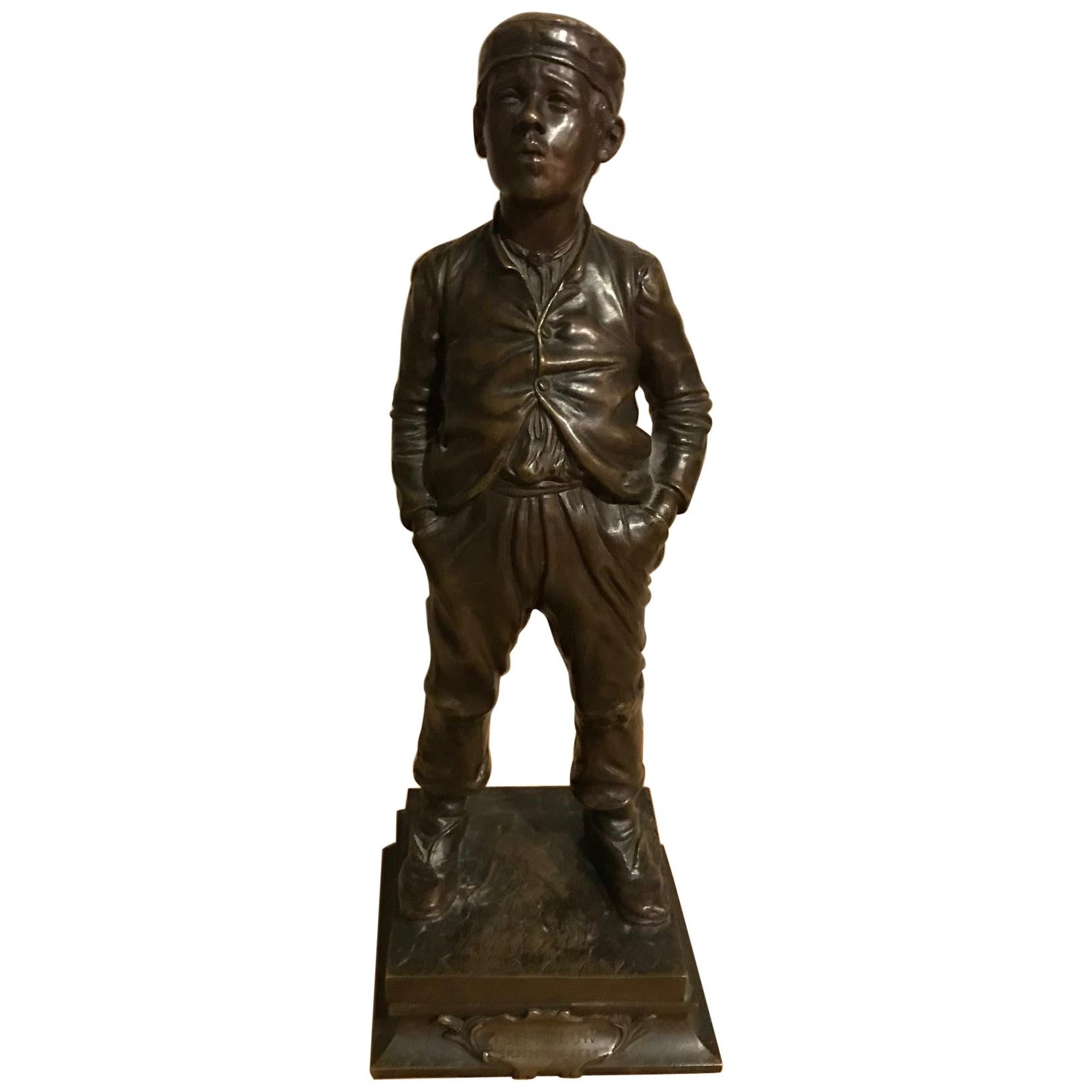 19th Century Halfdan Hertzberg Bronze Statue "Le Siffleur", 1889