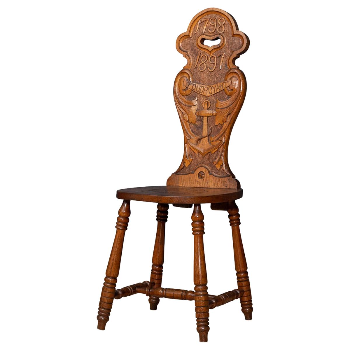 19th Century Hall Oak Chair From The Foudroyant, Lord Nelson’s Flagship