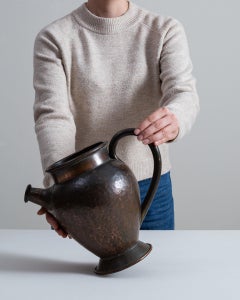 19th Century Hammered Copper Jug, Belgian Craftsmanship, Warm Patina