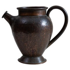 19th Century Hammered Copper Jug, Belgian Craftsmanship, Warm Patina