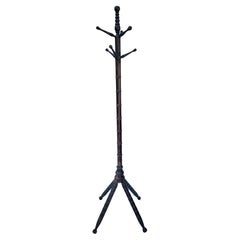 Antique 19th Century Hancrafted Stained Oak Victorian Coat / Hat Rack