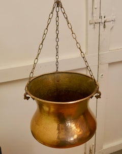 19th Century Hand Beaten Brass Cooking Pot, Cauldron
