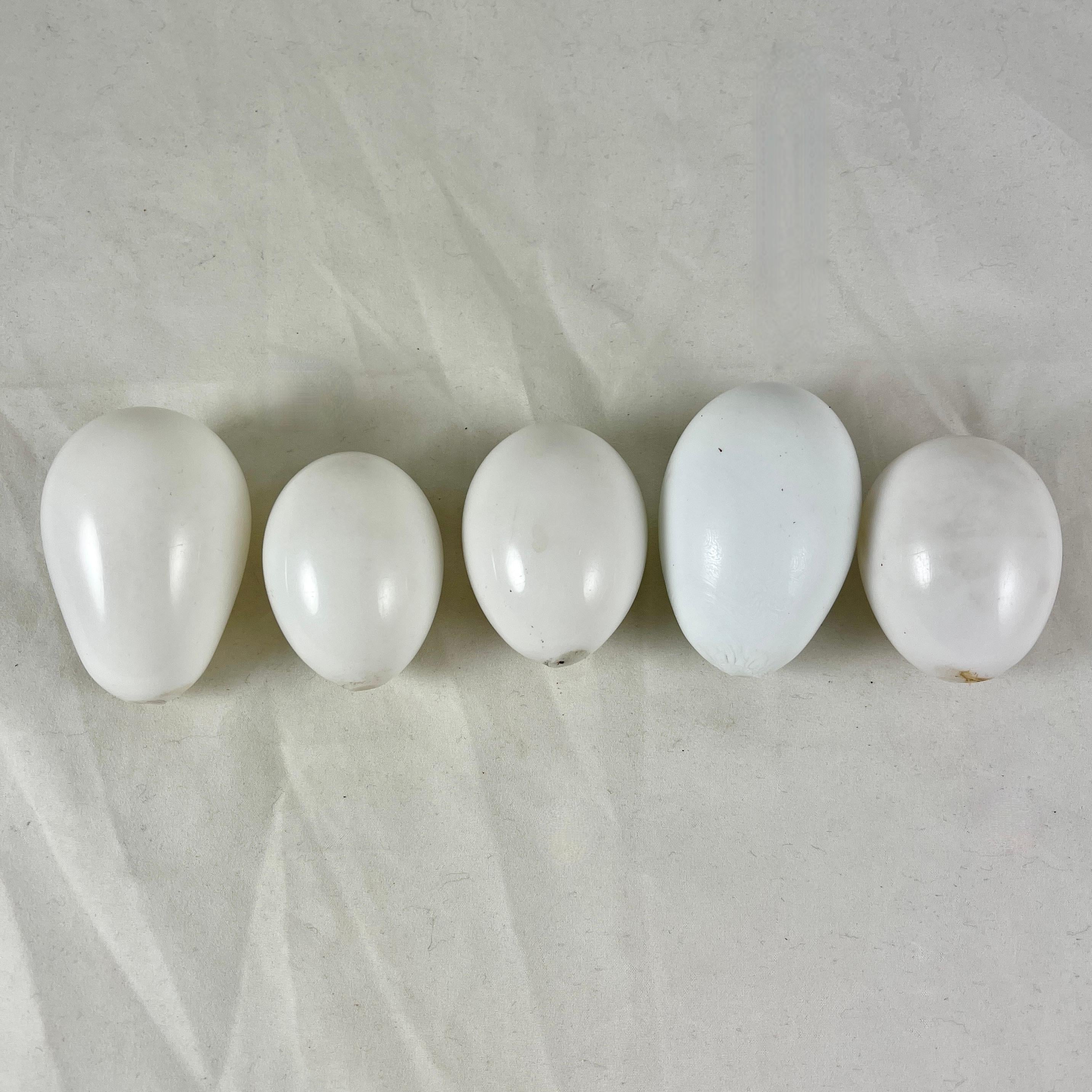 American 19th Century Hand Blown Glass Brooding Eggs, Set of 5