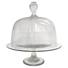 19th Century Hand Blown Glass Food Stand and Dome