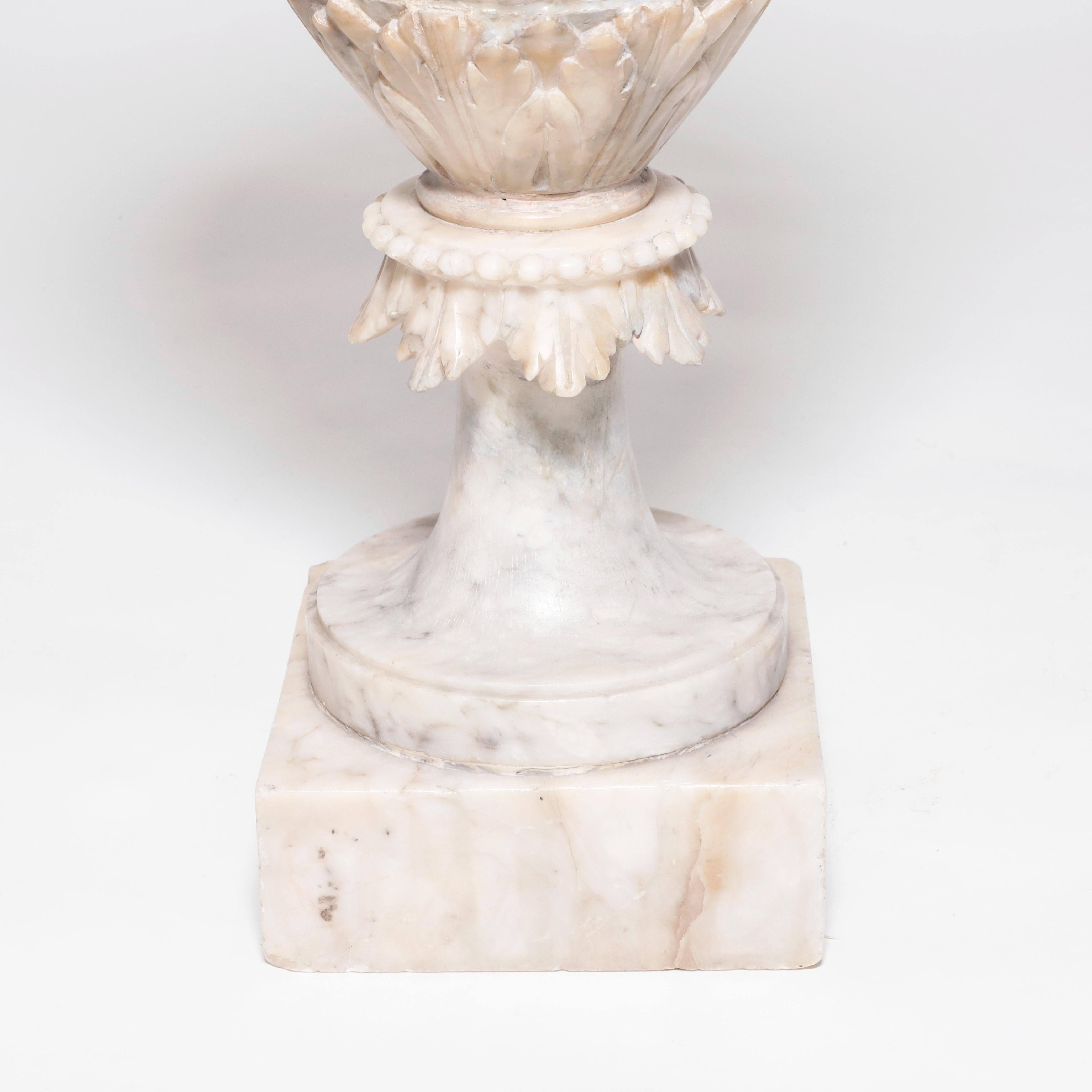 19th Century Hand Carved Alabaster Goblets with Dionysus Head For Sale 1