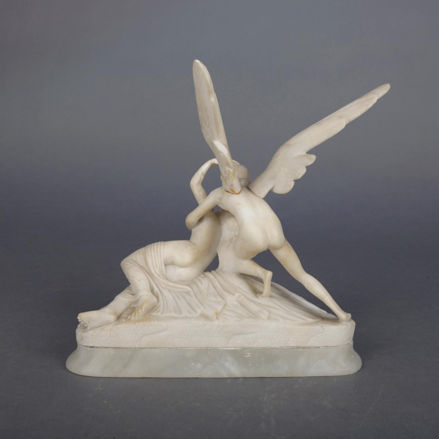 Classical Greek 19th Century Hand Carved Alabaster Sculpture after Cupid and Psyche by A. Canova