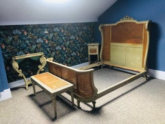 19th Century Hand Carved and Hand Painted Bedroom Set in Louis XVI Style