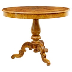 19th Century hand carved and inlaid elm side table