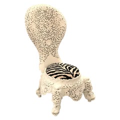 19th Century Hand Carved and Painted Anglo Indian Ballon Back Slip Chair