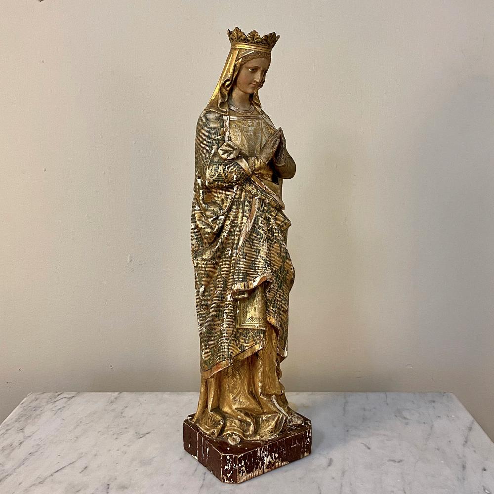 Baroque Revival 19th Century Hand Carved and Painted Madonna, circa 1860s