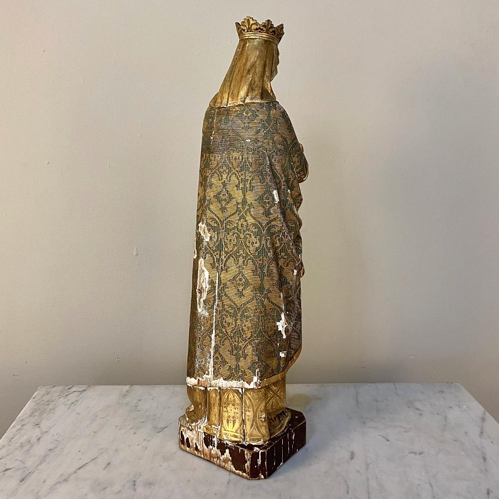 19th Century Hand Carved and Painted Madonna, circa 1860s In Good Condition In Dallas, TX