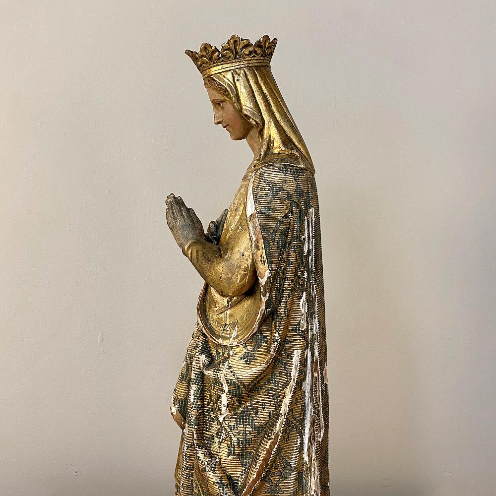 Wood 19th Century Hand Carved and Painted Madonna, circa 1860s