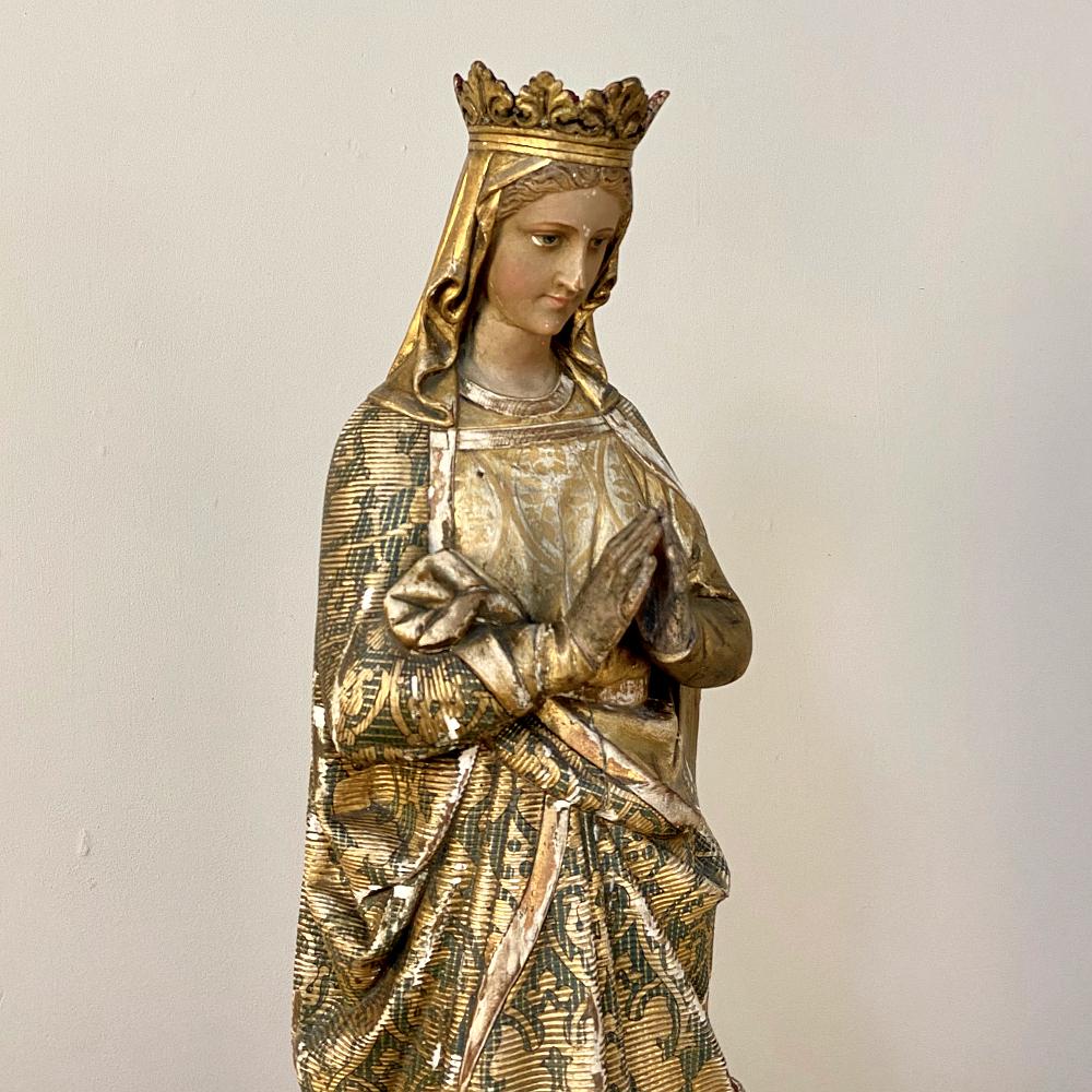 19th Century Hand Carved and Painted Madonna, circa 1860s 2