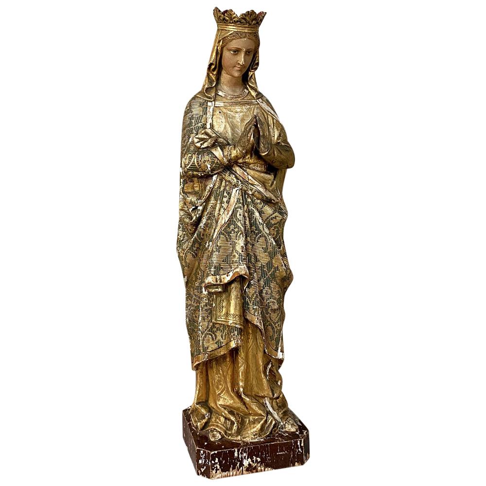 19th Century Hand Carved and Painted Madonna, circa 1860s