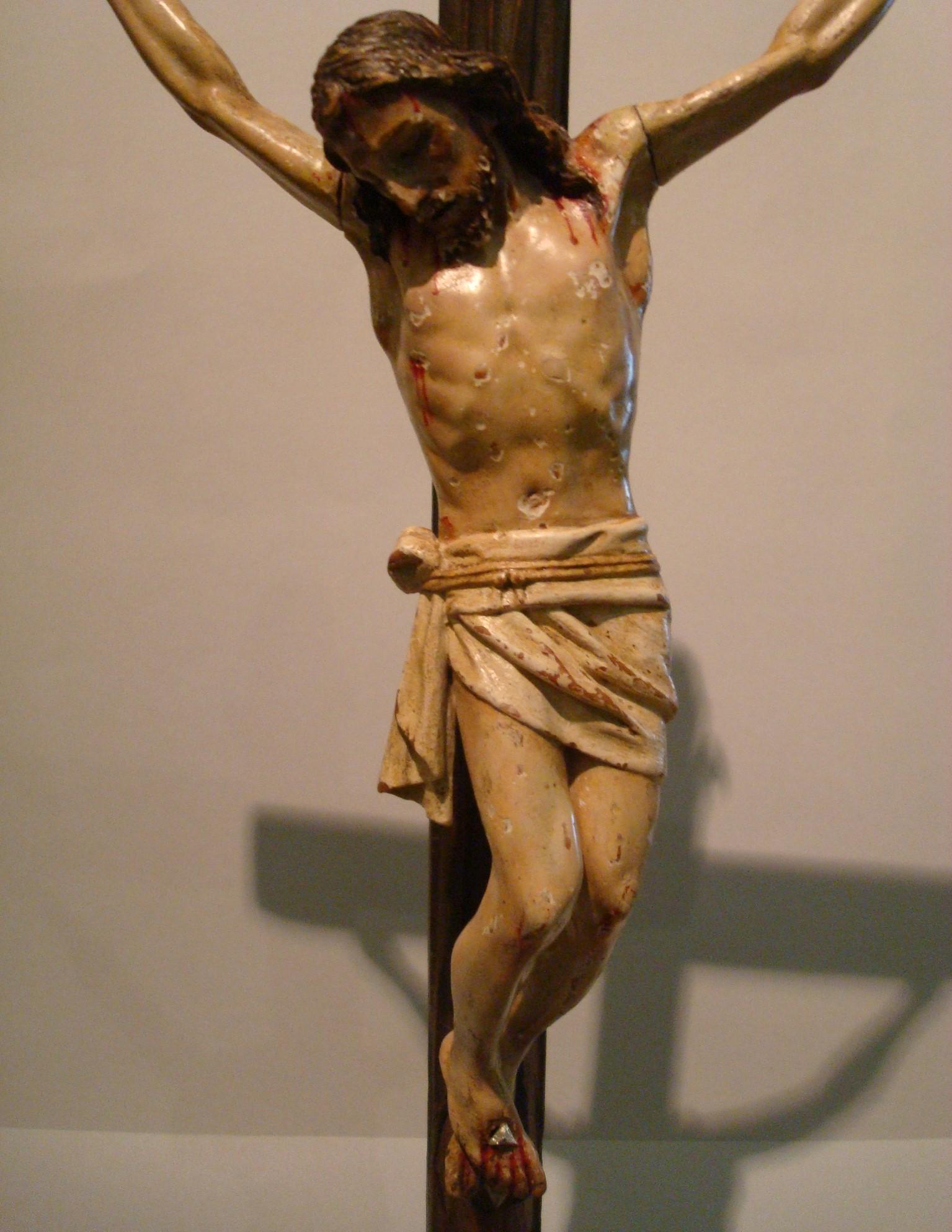 Hand Carved and Polychromed Wood Table Jesus Crucifix, circa 1850-1880 6