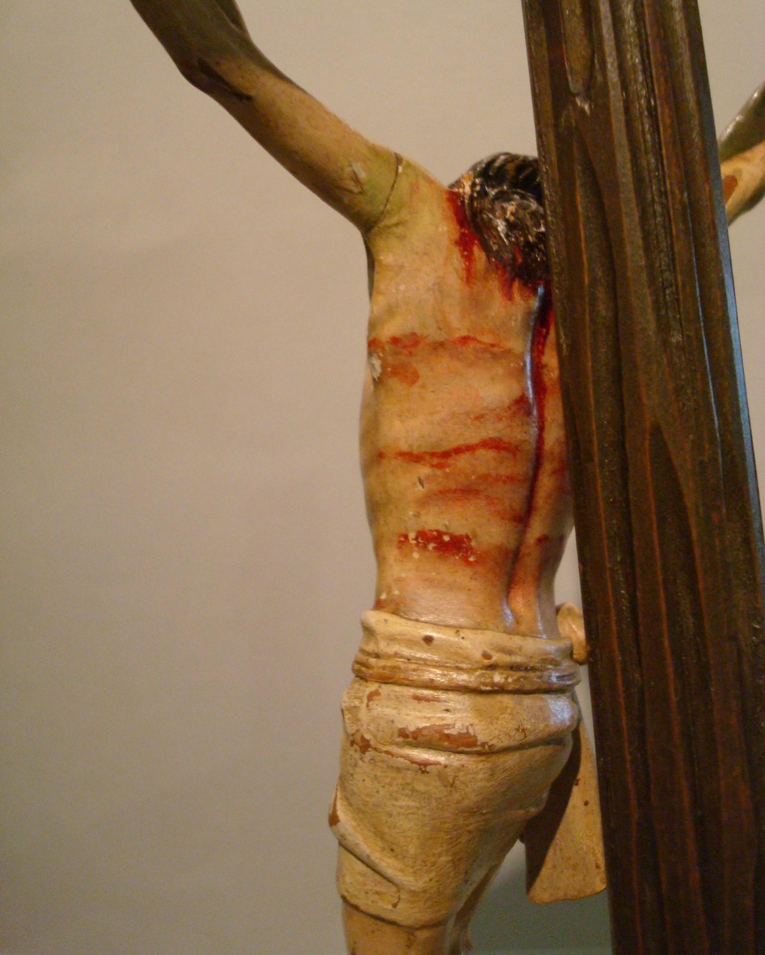 Hand Carved and Polychromed Wood Table Jesus Crucifix, circa 1850-1880 2