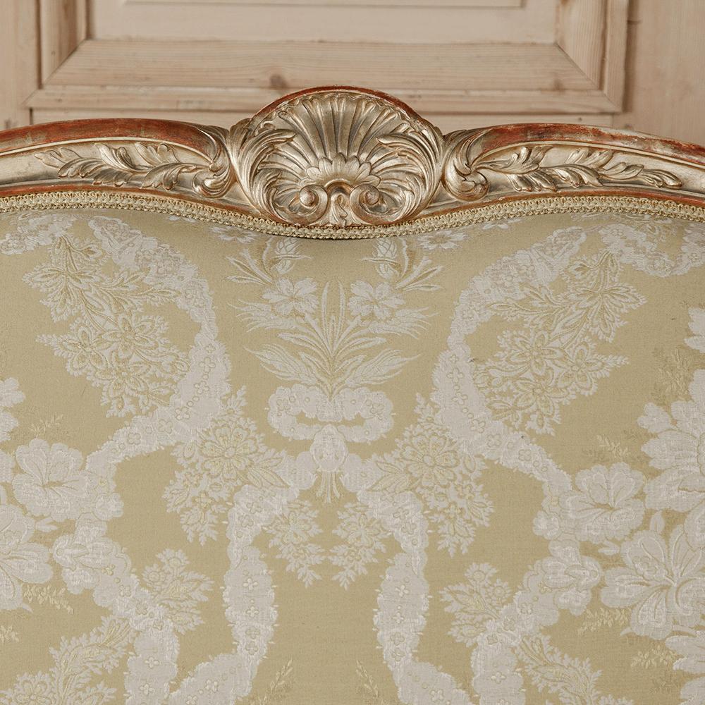 Hand-Crafted 19th Century Hand Carved Antique Italian Gilt-Wood Rococo Sofa