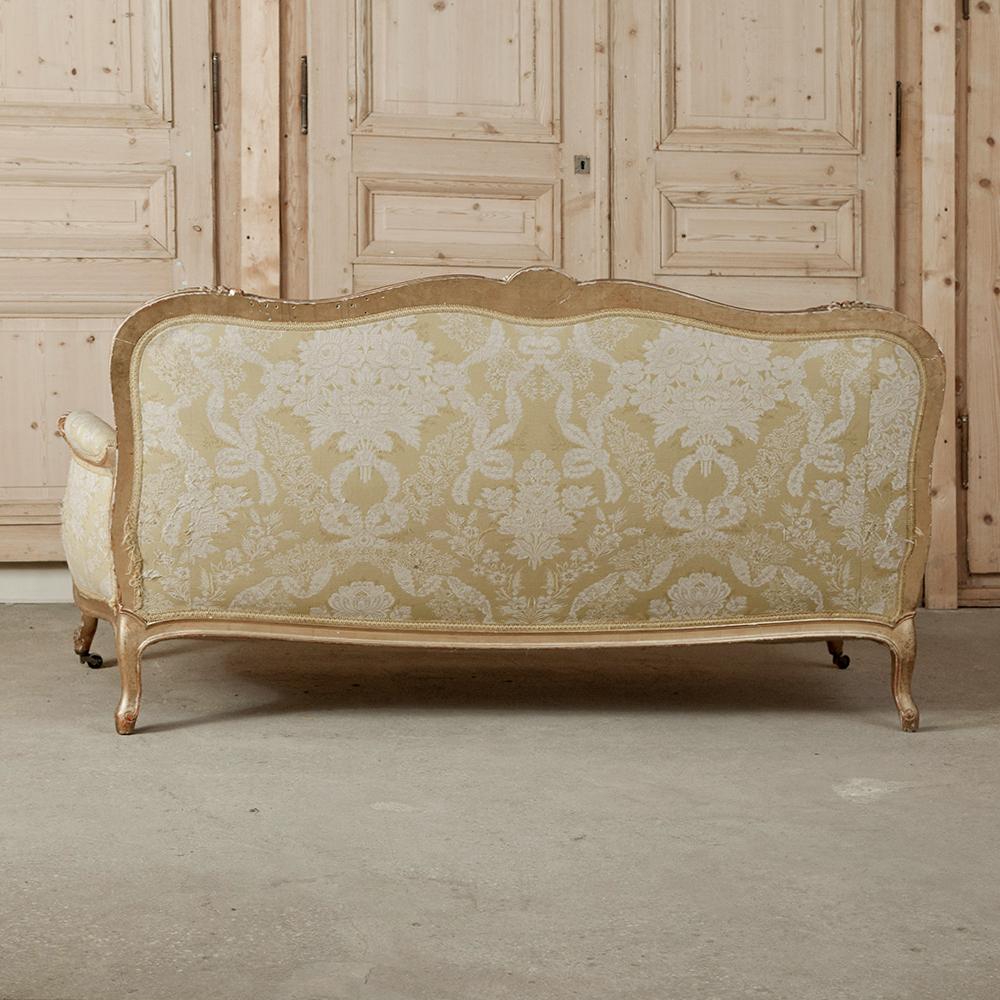 Late 19th Century 19th Century Hand Carved Antique Italian Gilt-Wood Rococo Sofa